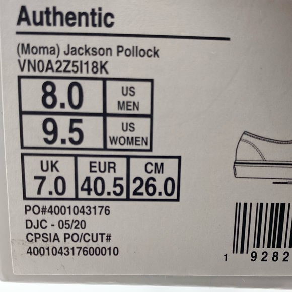 Vans Authentic Moma Jackson Pollock Men's Size 8 - Picture 6 of 6